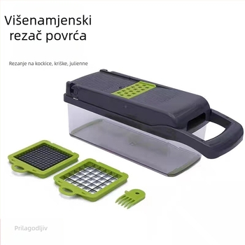 Višenamjenski kuhinjski alat za rezanje, ribanje i sjeckanje povrća — nehrđajući čelik, prilagodljivo, moguć ispis loga
