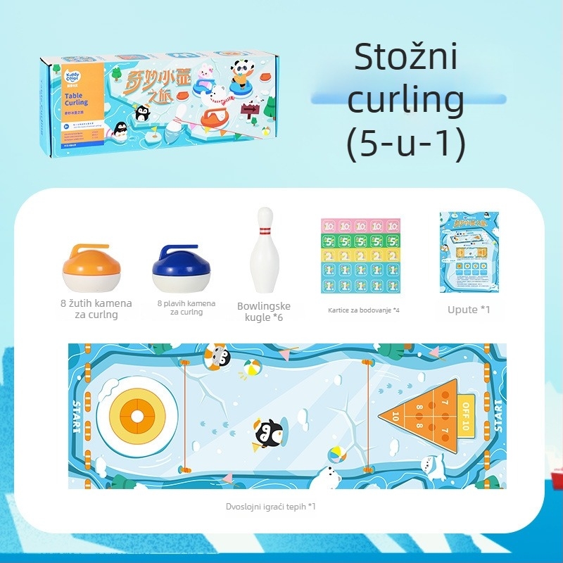 Stolna curling igra za djecu 4–14 godina, interaktivna plastična igra, potiče koordinaciju ruka-oko i interakciju roditelj-dijete