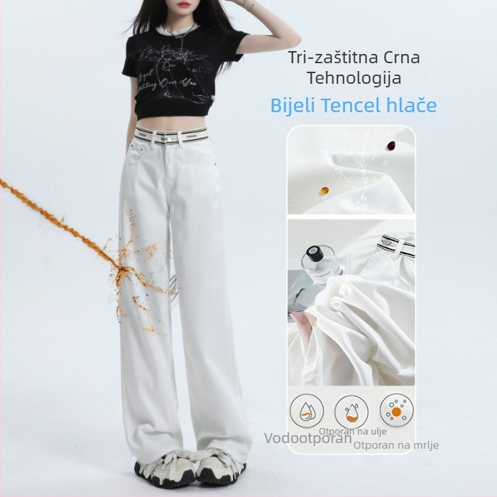 Ženske Chenille traperice, široke nogavice, visoki pojas, duljina do poda, sadrži Spandex