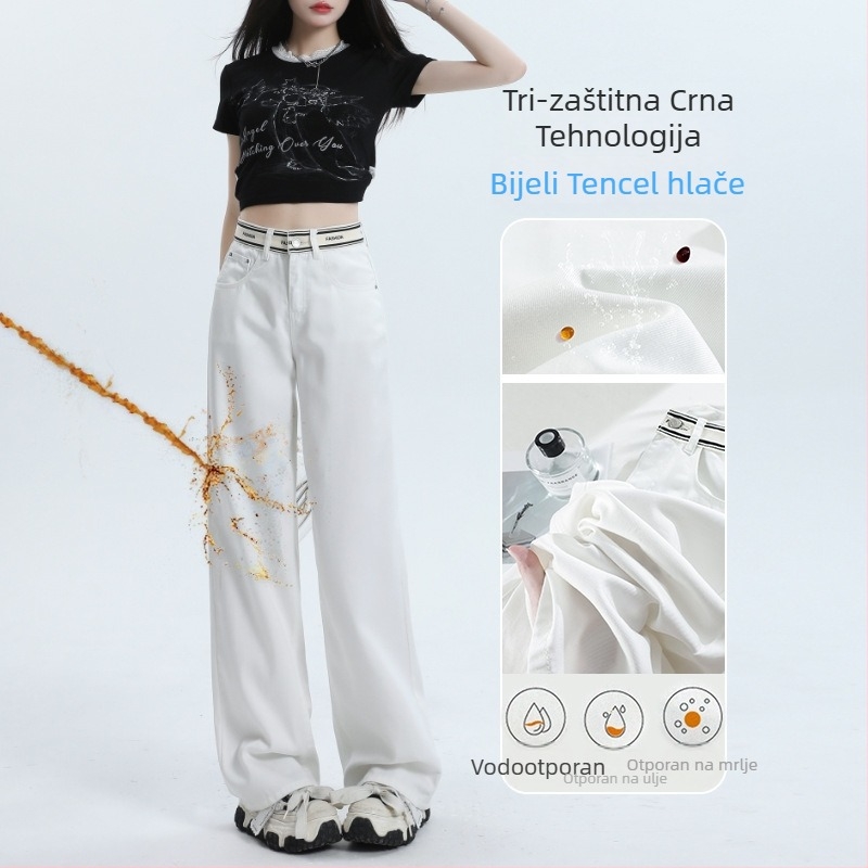 Ženske Chenille traperice, široke nogavice, visoki pojas, duljina do poda, sadrži Spandex