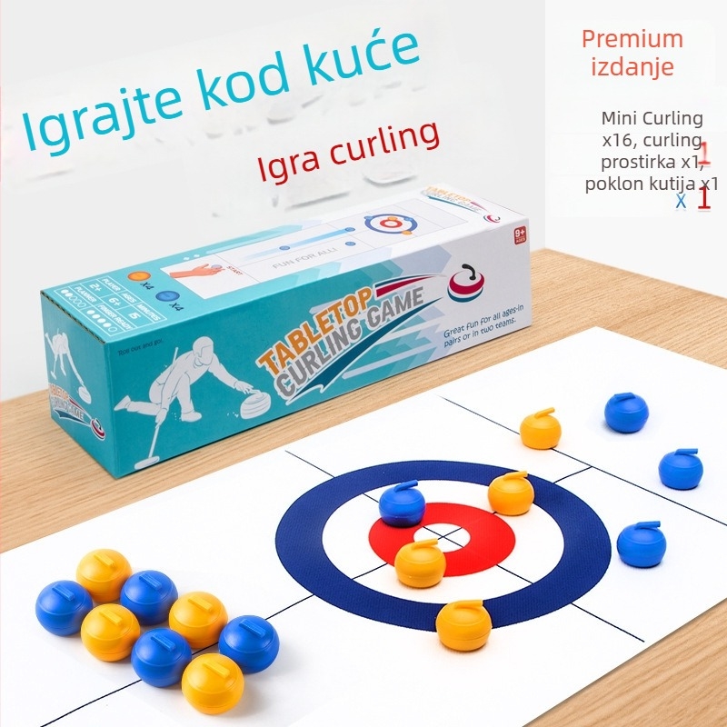 Stolna curling igra za djecu i odrasle — plastična unutarnja obiteljska igra za kognitivni razvoj, 14+ godina