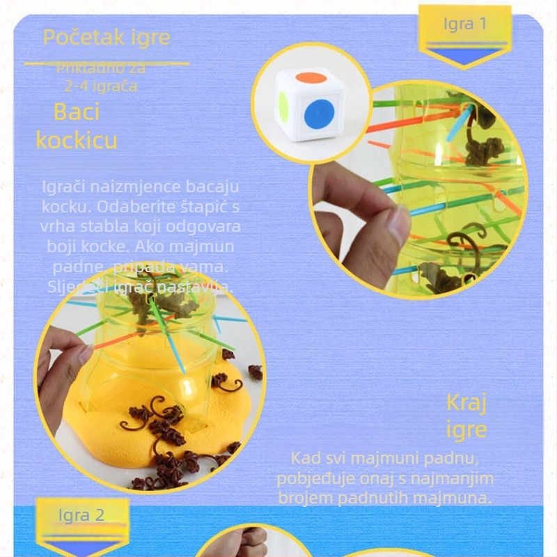Gudan Majmun na stablu – Stolna puzzle igra, Plastika, za djecu 7–14 godina, interaktivno razvija kognitivne vještine