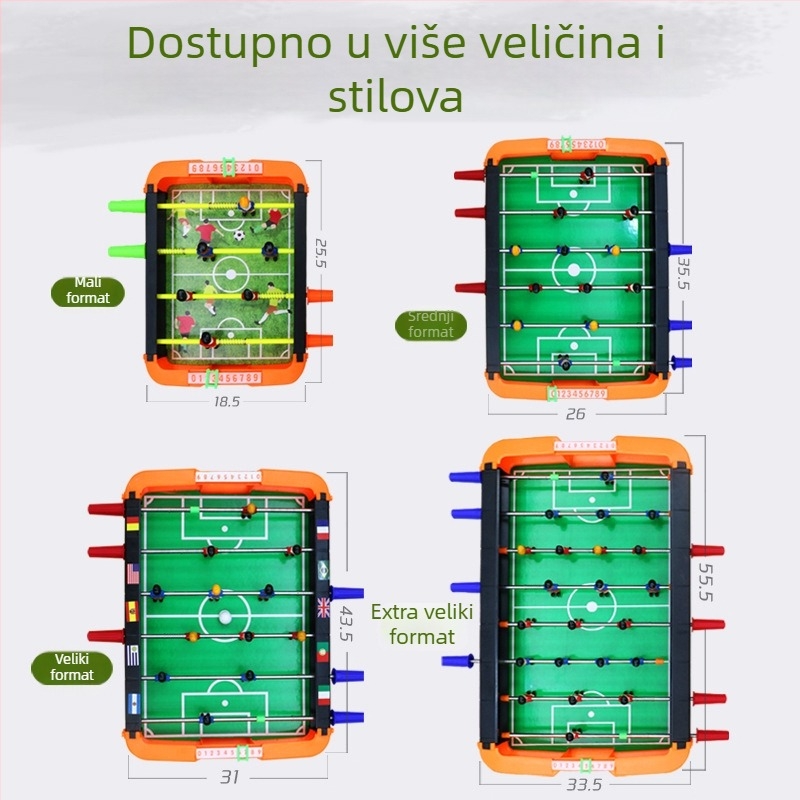 Stolni nogomet za dva igrača — plastična konstrukcija; za unutarnju upotrebu; dobna skupina 4–6, 7–14 i 15–35 godina; klasifikacija: stolni nogomet; 3C kategorija: druge igračke do 14 godina.