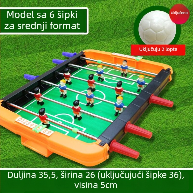 Stolni nogomet za dva igrača — plastična konstrukcija; za unutarnju upotrebu; dobna skupina 4–6, 7–14 i 15–35 godina; klasifikacija: stolni nogomet; 3C kategorija: druge igračke do 14 godina.