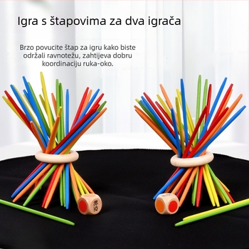 Drvene šarene štapiće za igru – stolna slagalica igra za djecu 4–6 godina, razvija koordinaciju ruku i oka te kognitivne sposobnosti, senzornu percepciju i interakciju roditelj-dijete