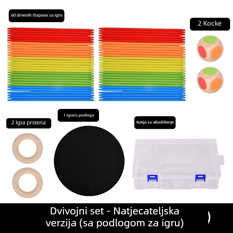 Drvene šarene štapiće za igru – stolna slagalica igra za djecu 4–6 godina, razvija koordinaciju ruku i oka te kognitivne sposobnosti, senzornu percepciju i interakciju roditelj-dijete