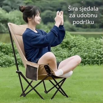 Moon chair za kampiranje na otvorenom — sklopiva stolica s Oxford tkaninom i čeličnim okvirom, prijenosna za plažu i vanjsku upotrebu