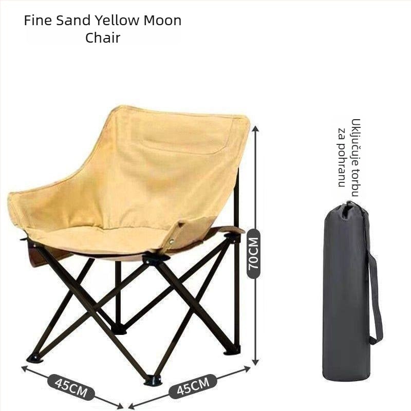 Moon chair za kampiranje na otvorenom — sklopiva stolica s Oxford tkaninom i čeličnim okvirom, prijenosna za plažu i vanjsku upotrebu