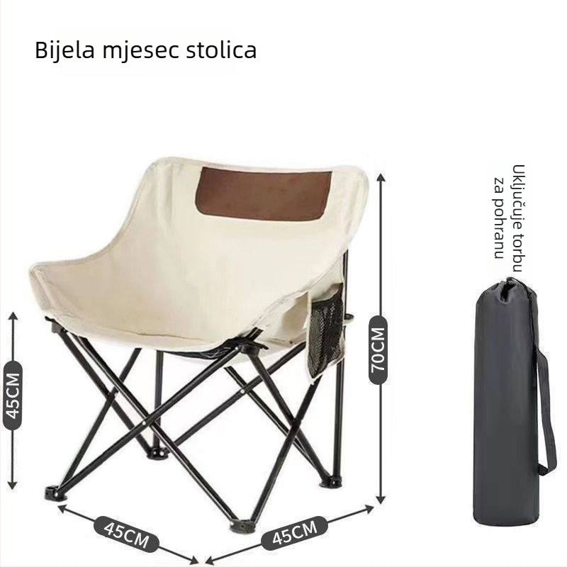 Moon chair za kampiranje na otvorenom — sklopiva stolica s Oxford tkaninom i čeličnim okvirom, prijenosna za plažu i vanjsku upotrebu
