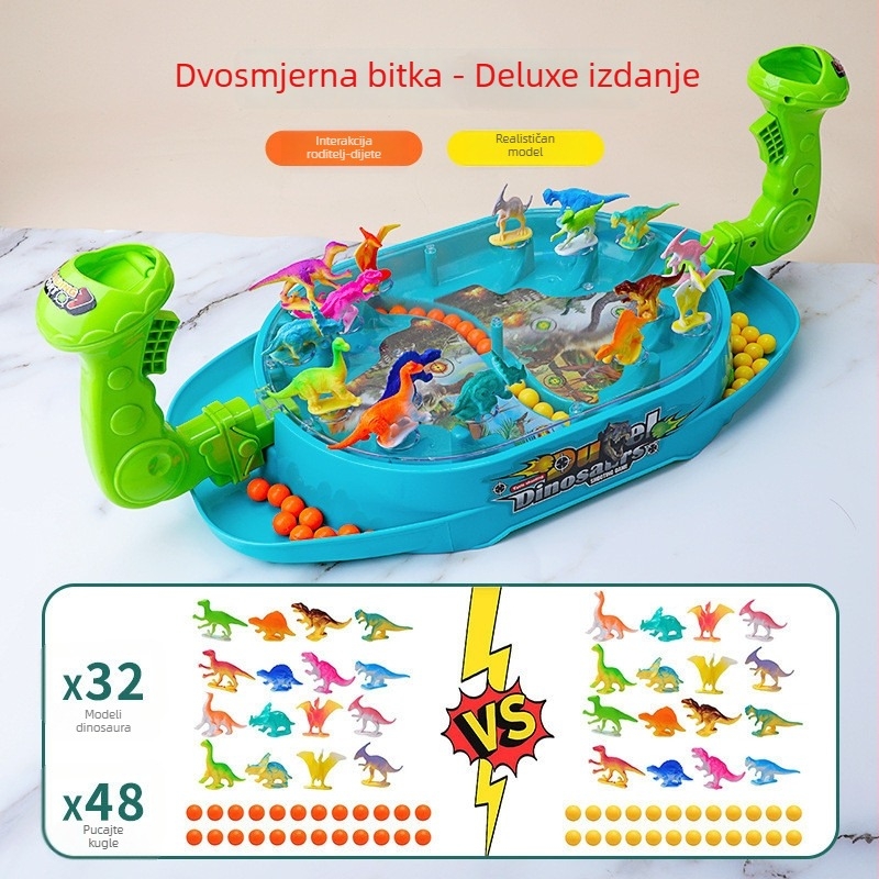 Tablična igra s kuglicama – dvostruka borba dinosauara, ABS materijal, za uzrast 4–14 godina, unutarnja uporaba