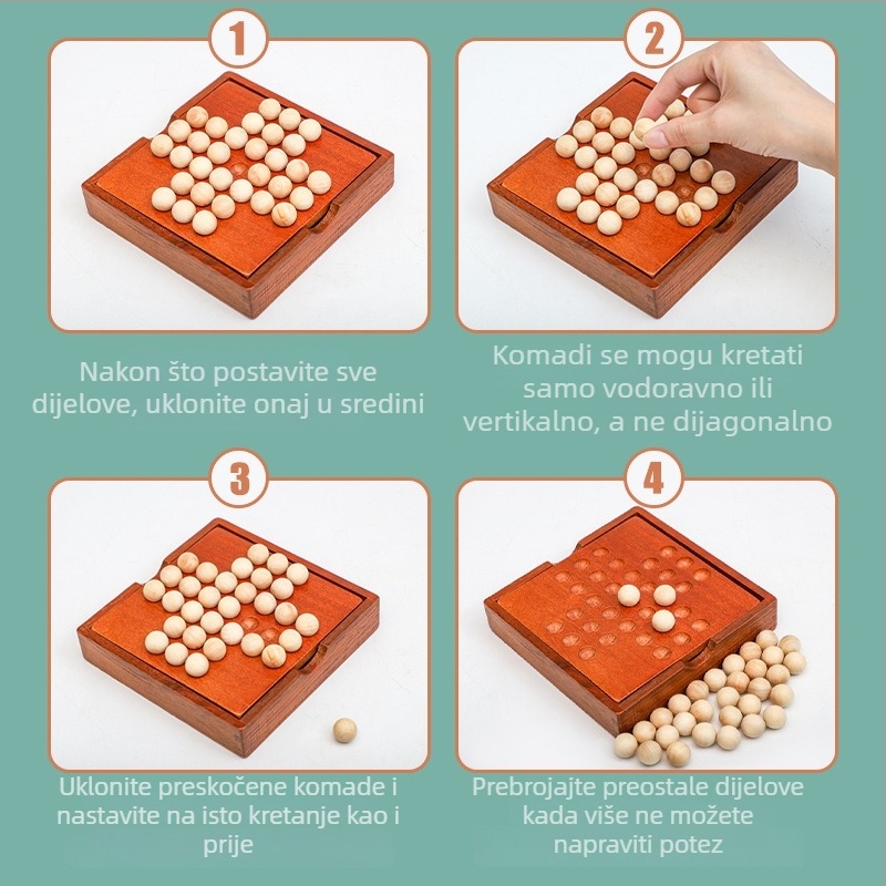 Drvena šahovska puzle igra za djecu — Dr. Wood, šahovska igra, puzzle igračke, uzrast 4–14