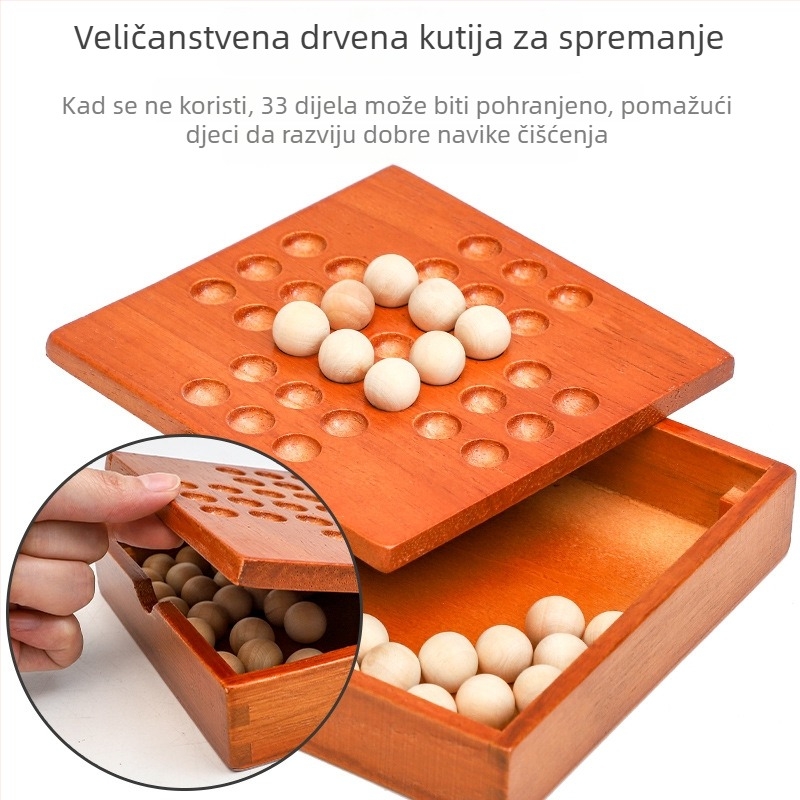 Drvena šahovska puzle igra za djecu — Dr. Wood, šahovska igra, puzzle igračke, uzrast 4–14