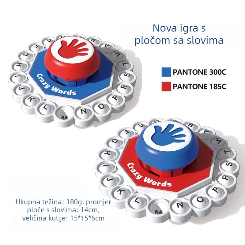 Stolna igra Abeceda riječi pritiskom za dva igrača, edukativna, razvoj logičkog mišljenja i koordinacije ruka-oko, plastika