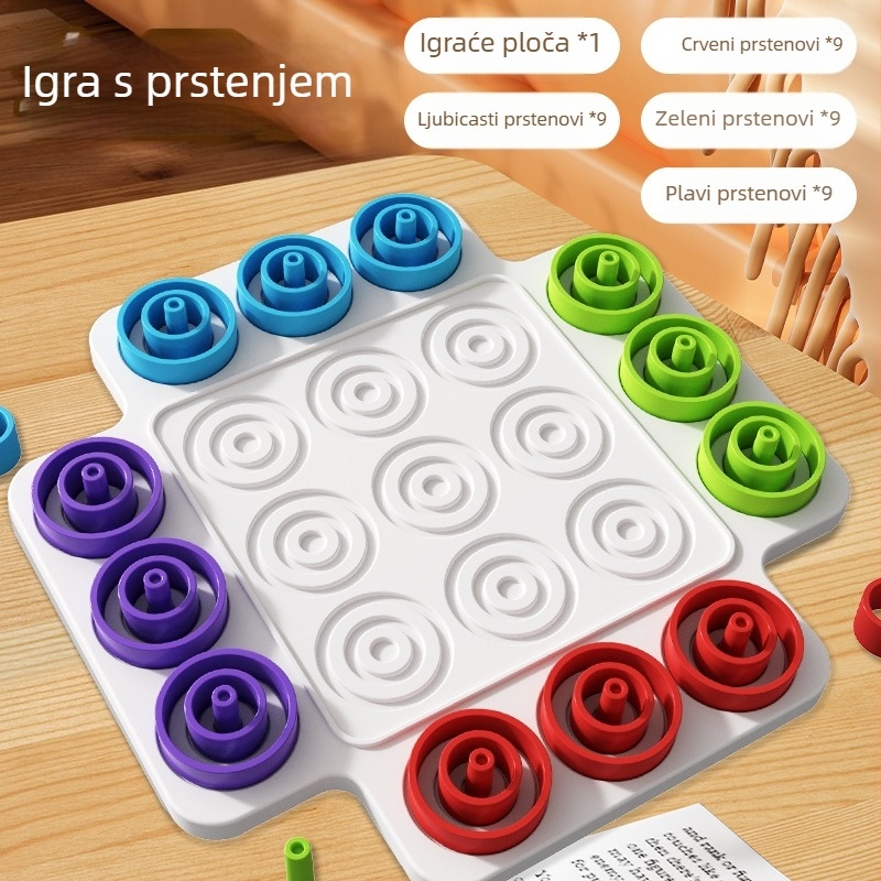 Stolna interaktivna igra s prstenima i Tic-Tac-Toe za rano obrazovanje i kognitivni razvoj – plastika, dobna skupina 4–14 godina