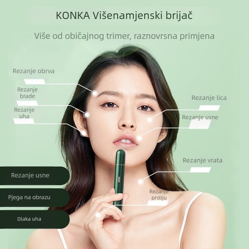 Konka električni trimer za obrve, nehrđajući čelik, bežični USB napajanje, kućna uporaba