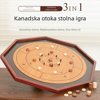 Drvena Crokinole i Backgammon društvena igra - borovo drvo, Cheng ang, 3C drvena igra do 14 godina, razvija logičko razmišljanje, šarena kutija