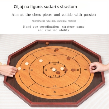Drvena Crokinole i Backgammon društvena igra - borovo drvo, Cheng ang, 3C drvena igra do 14 godina, razvija logičko razmišljanje, šarena kutija