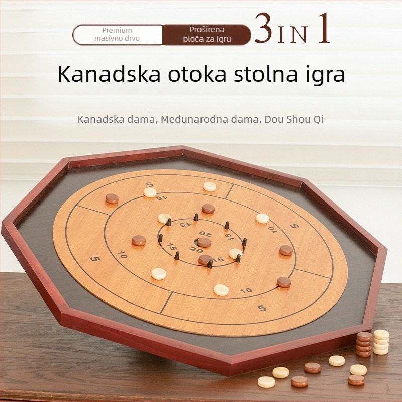 Drvena Crokinole i Backgammon društvena igra - borovo drvo, Cheng ang, 3C drvena igra do 14 godina, razvija logičko razmišljanje, šarena kutija