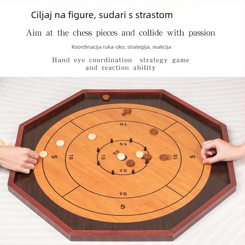 Drvena Crokinole i Backgammon društvena igra - borovo drvo, Cheng ang, 3C drvena igra do 14 godina, razvija logičko razmišljanje, šarena kutija