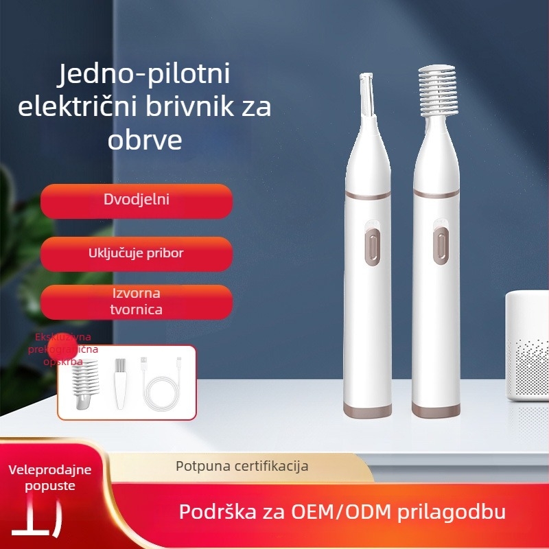 Električni trimer za obrve, prijenosni, USB punjenje, tijelo od ABS-a, lagan 72 g, fiksna drška