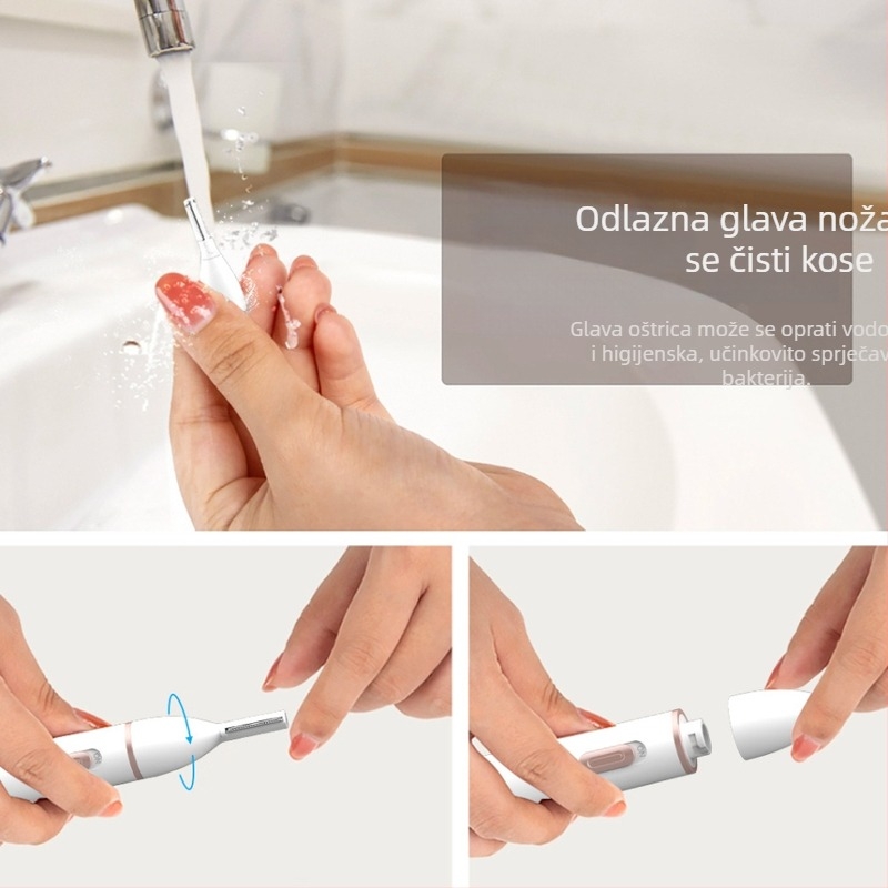 Električni trimer za obrve, prijenosni, USB punjenje, tijelo od ABS-a, lagan 72 g, fiksna drška