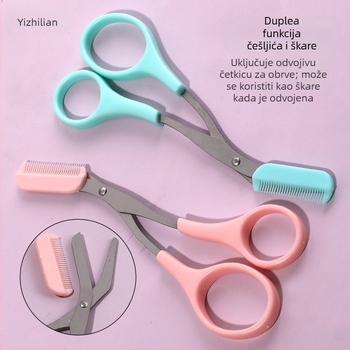 2-dijelni set za obrve: trimer za obrve s češljićem i škarice za obrve – ručni alat