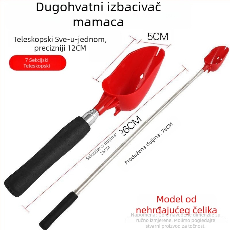 Teleskopska posuda za mamac od aluminijske legure, prijenosna, proširiva, s dizajnom protiv rotacije