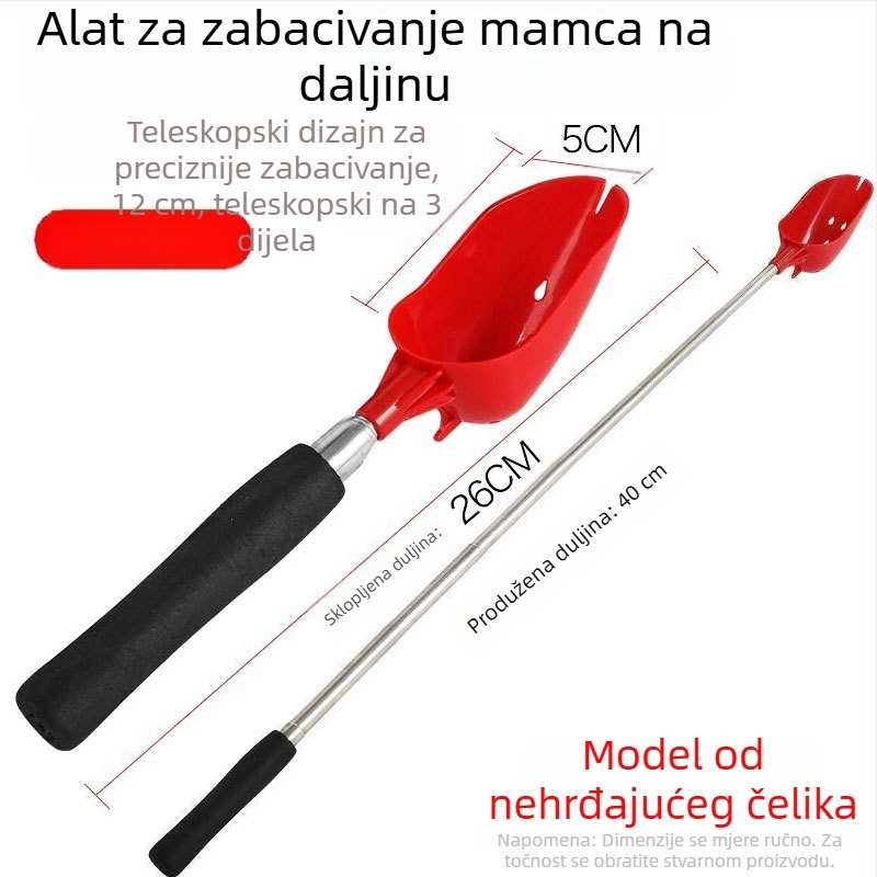 Teleskopska posuda za mamac od aluminijske legure, prijenosna, proširiva, s dizajnom protiv rotacije
