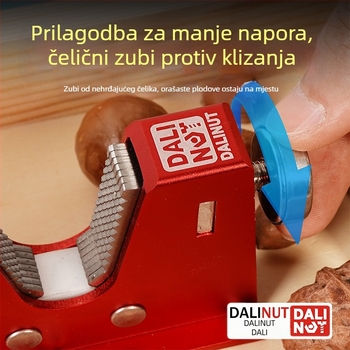 Otvarač za ljusku makadamije - aluminijsko tijelo, suvremen minimalistički dizajn, pušten u promet 2018., tiskani logo, privatna etiketa dostupna