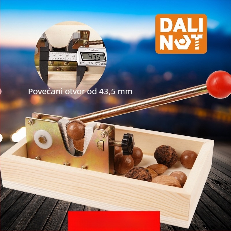 Otvarač za ljusku makadamije - aluminijsko tijelo, suvremen minimalistički dizajn, pušten u promet 2018., tiskani logo, privatna etiketa dostupna