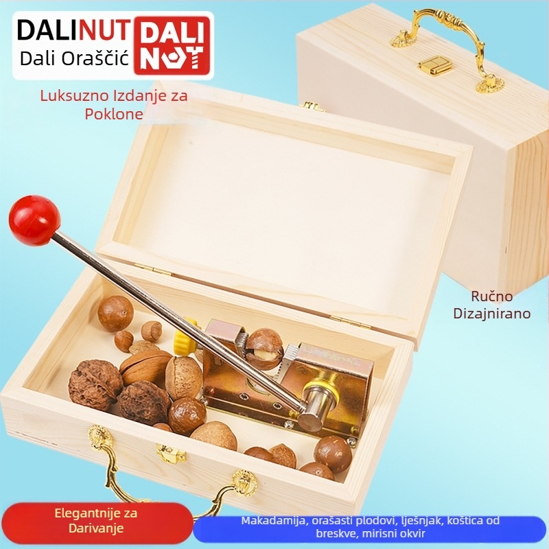 Otvarač za ljusku makadamije - aluminijsko tijelo, suvremen minimalistički dizajn, pušten u promet 2018., tiskani logo, privatna etiketa dostupna