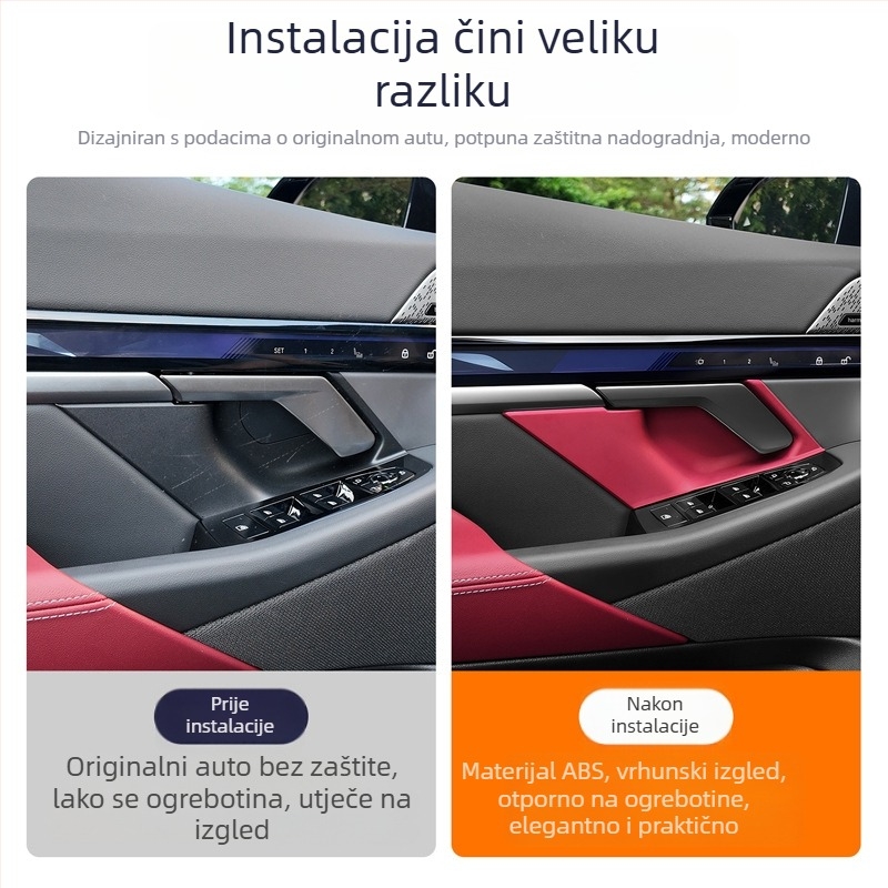 BMW Serija 5 (24-26) unutarnje naljepnice – zaštita ploče oko ručne ručke vrata, model tn-522, Baochiyou, ABS + kožni završni sloj