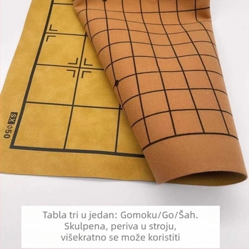 Kožni Go set s torbicom — Višestruki stolni set (Go, Gomoku) za odrasle i tinejdžere (Materijal: koža; Pakiranje: torbica; Klasifikacija: Go; Dob: 15–35)