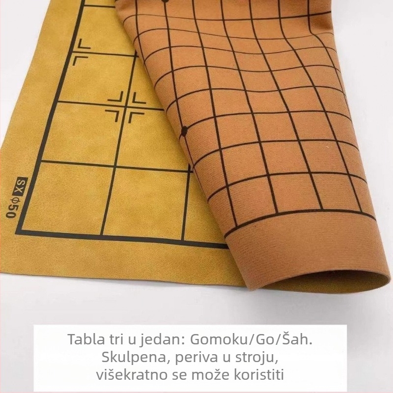 Kožni Go set s torbicom — Višestruki stolni set (Go, Gomoku) za odrasle i tinejdžere (Materijal: koža; Pakiranje: torbica; Klasifikacija: Go; Dob: 15–35)