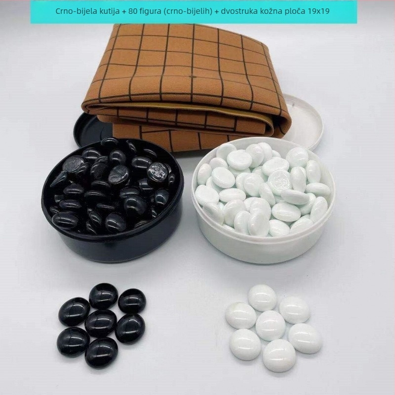 Kožni Go set s torbicom — Višestruki stolni set (Go, Gomoku) za odrasle i tinejdžere (Materijal: koža; Pakiranje: torbica; Klasifikacija: Go; Dob: 15–35)