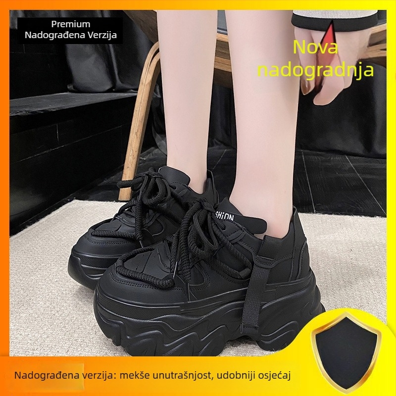 Ženske tenisice u stilu Dad Shoes, s vezicama, gornji dio od umjetnog pliša, uložak od vune, potplat od poliuretana