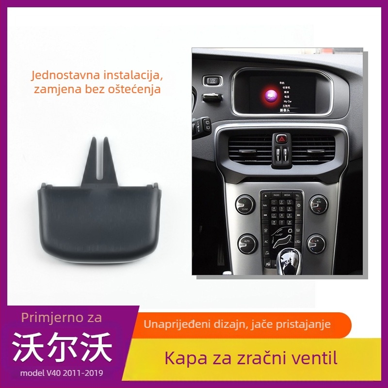 Volvo V40/V60/S60 ABS automobilcki držač za zračnu izlaznu ladicu – za ploču i središnju konzolu, Snap-on ugradnja