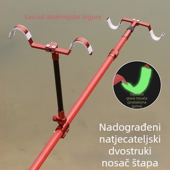 Držač ribolovačkih štapova od aluminijske legure, za dva štapa, dvostruka glava, stražnje vješanje, Fort model