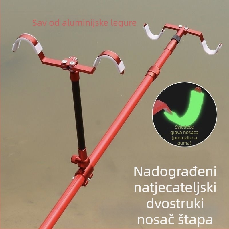 Držač ribolovačkih štapova od aluminijske legure, za dva štapa, dvostruka glava, stražnje vješanje, Fort model