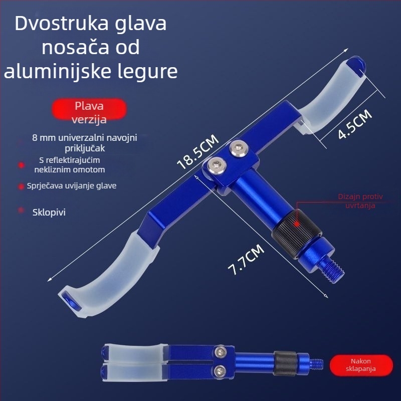 Držač ribolovačkih štapova od aluminijske legure, za dva štapa, dvostruka glava, stražnje vješanje, Fort model