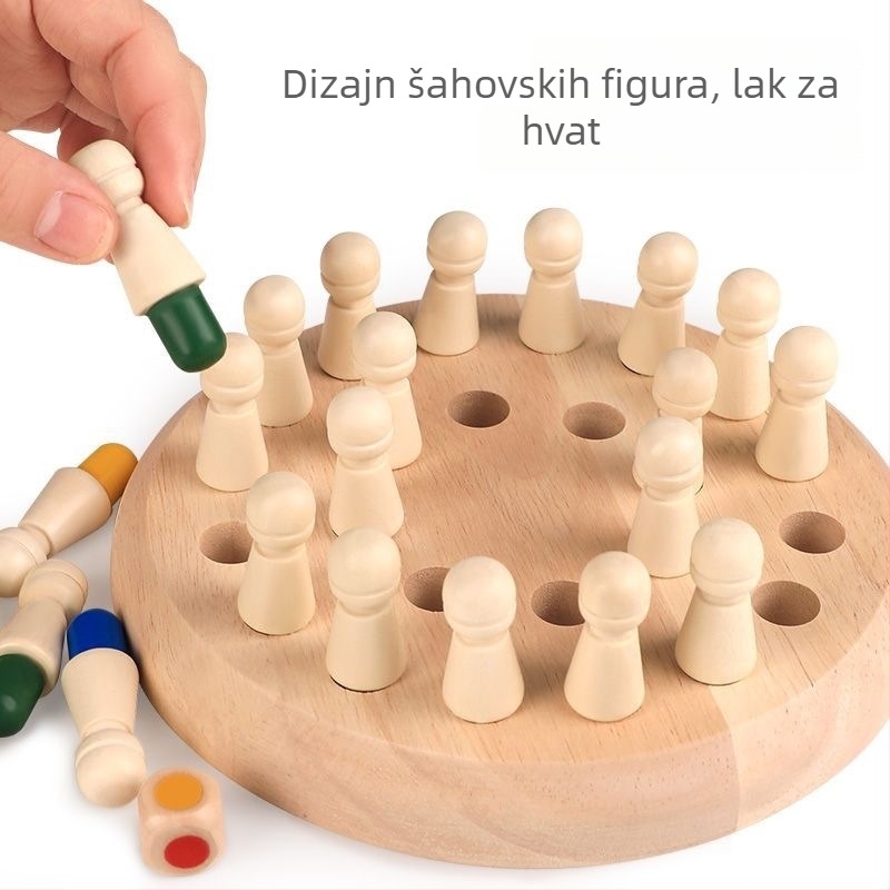 Drvena stolna igra pamćenja za djecu 4–6 godina — razvoj koncentracije i pamćenja