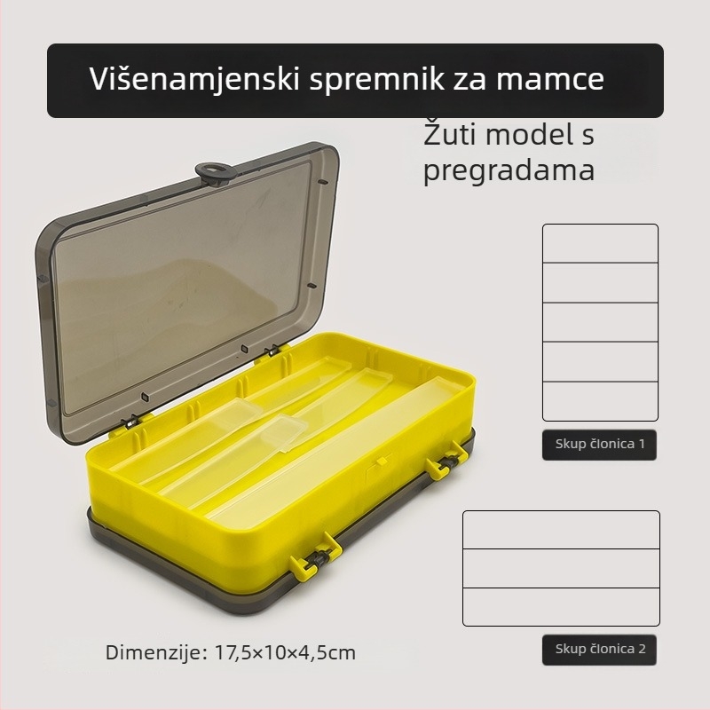 SEELUCKER Dvostruka kutija za mamce za ribolov — polipropilen, višefunkcionalno skladištenje za mekane mamce tipa minnow i dodatnu opremu