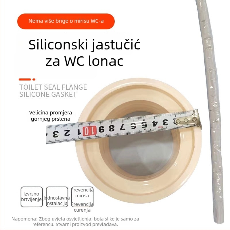 Prsten za brtvljenje flanše za WC – protiv mirisa i propuštanja, gumeni donji uložak, izravna ugradnja, plastika, moderni minimalistički stil