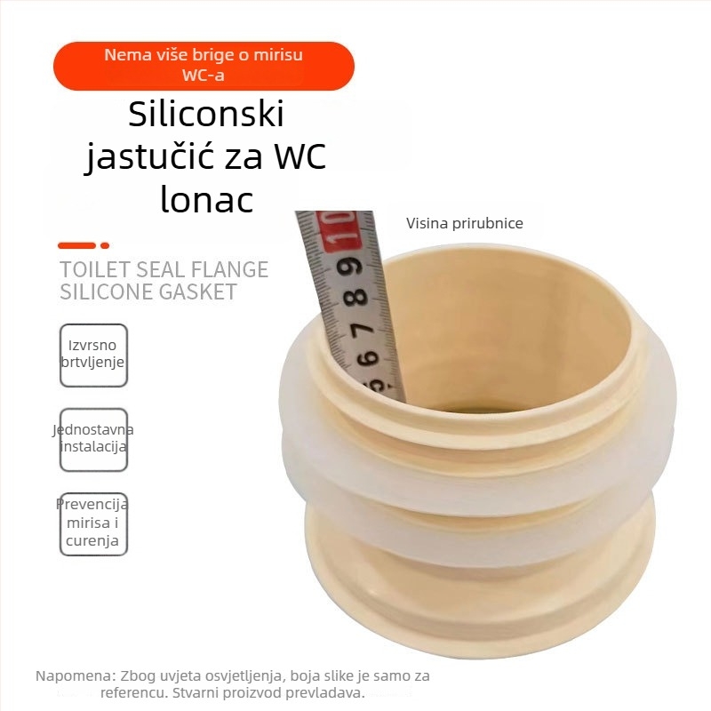 Prsten za brtvljenje flanše za WC – protiv mirisa i propuštanja, gumeni donji uložak, izravna ugradnja, plastika, moderni minimalistički stil