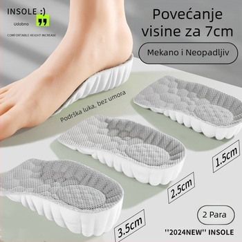 Polovična podstavljena uloška za povećanje visine – nevidljiva, čvrsta potpora stopala, PU materijal, unisex