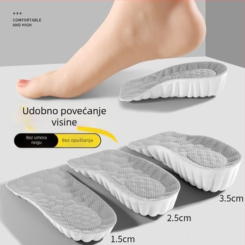 Polovična podstavljena uloška za povećanje visine – nevidljiva, čvrsta potpora stopala, PU materijal, unisex