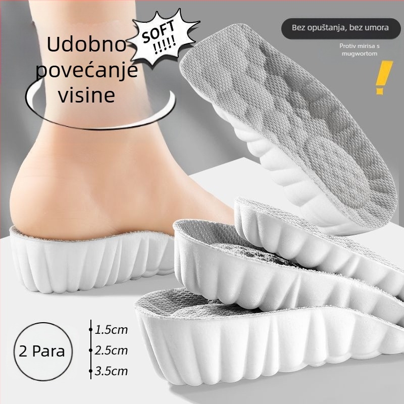 Polovična podstavljena uloška za povećanje visine – nevidljiva, čvrsta potpora stopala, PU materijal, unisex