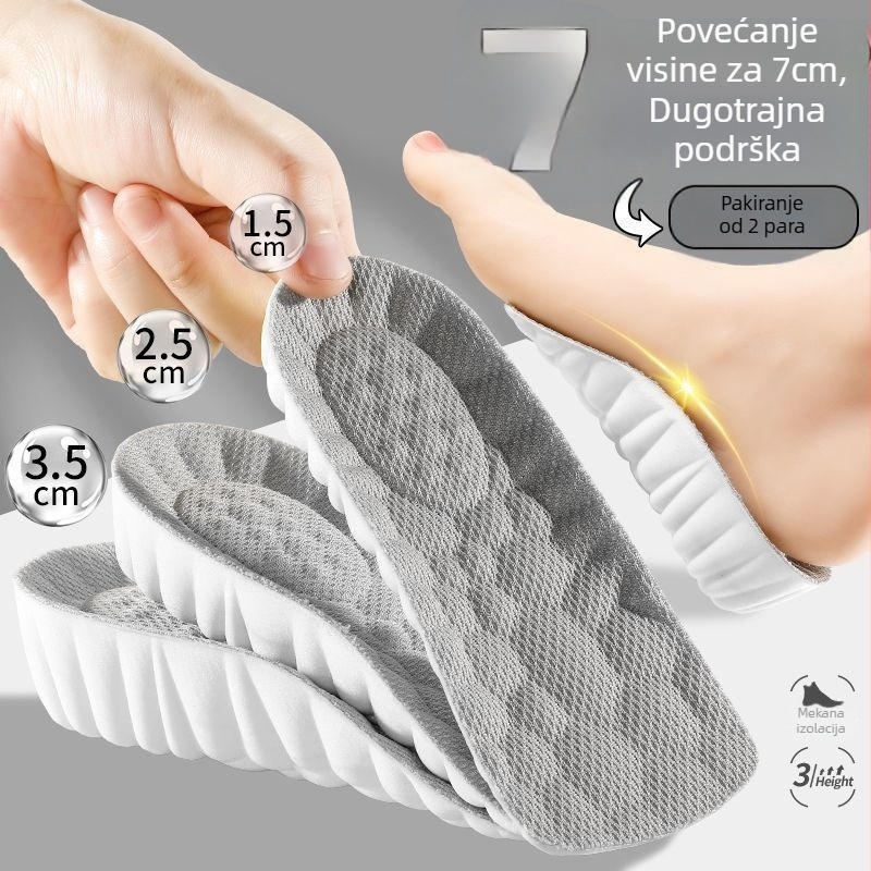Polovična podstavljena uloška za povećanje visine – nevidljiva, čvrsta potpora stopala, PU materijal, unisex