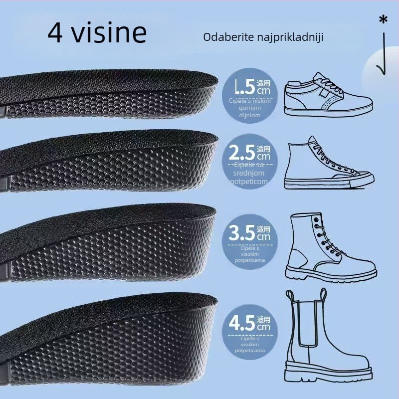 PU ulošci za povećanje visine za muškarce i žene, ulošci za čizme Martin, cijeli ulošak 2,5 cm