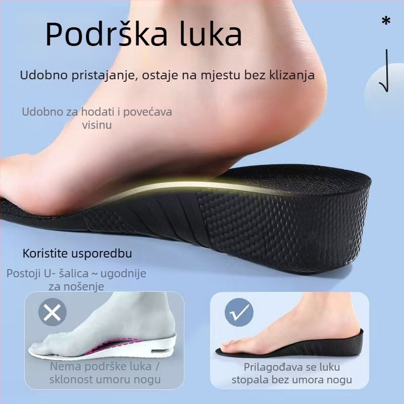 PU ulošci za povećanje visine za muškarce i žene, ulošci za čizme Martin, cijeli ulošak 2,5 cm